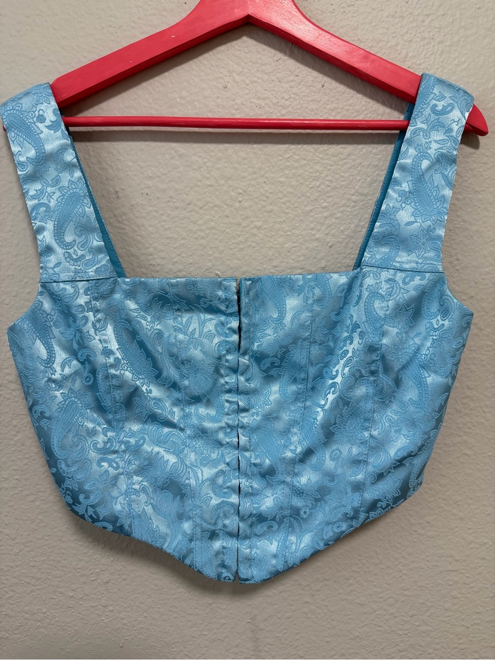 Princess‎ Polly Aqua Brocade Crop Top Jacquard Corset Style Y2K Party Top XS